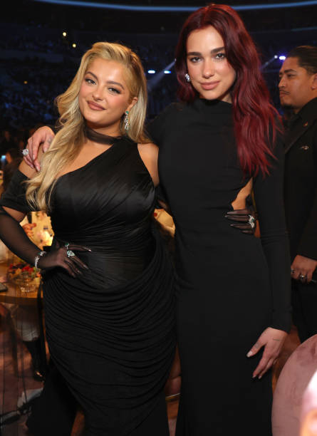 Bebe Rexha and Dua Lipa attend the 66th GRAMMY Awards at Crypto.com Arena on February 04, 2024 in Los Angeles, California — frame 52/80 (445×612)