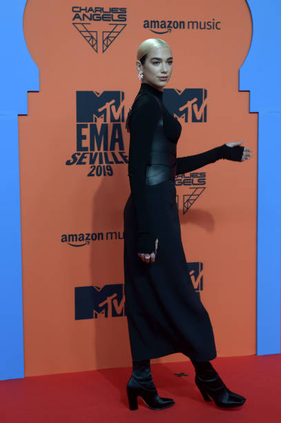 British Singer Dua Lipa Poses on the Red Carpet