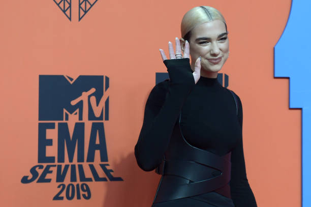 British Singer Dua Lipa Poses on the Red Carpet