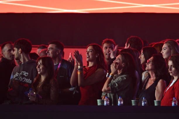 British Singer Dua Lipa Watches a Performance