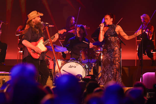 Chris Stapleton and Dua Lipa Perform Onstage