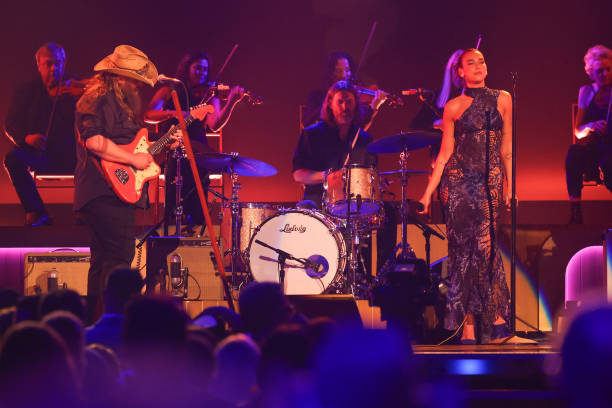 Chris Stapleton and Dua Lipa Perform Onstage