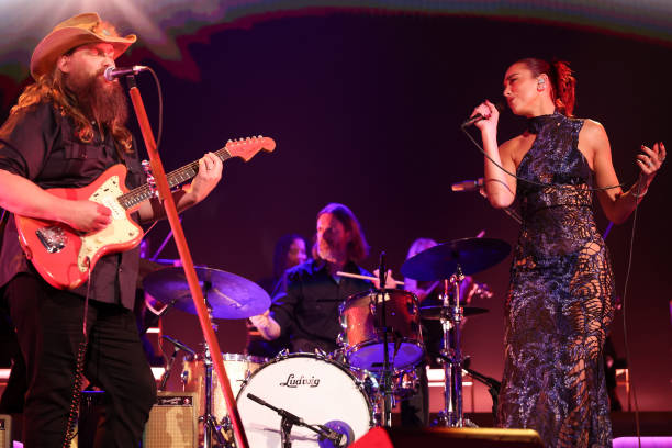 Chris Stapleton and Dua Lipa Performs Onstage