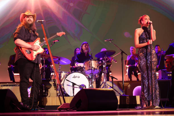 Chris Stapleton and Dua Lipa Performs Onstage