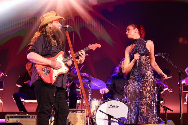 Chris Stapleton and Dua Lipa Performs Onstage