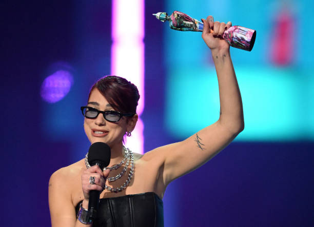 Dua Lipa Accepts the Best Pop Act Award on Stage