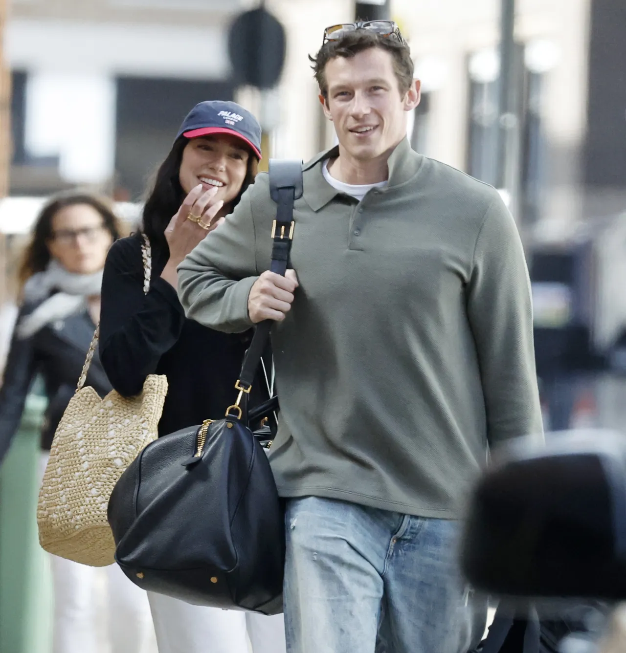 Dua Lipa and Callum Turner at London Airport June
