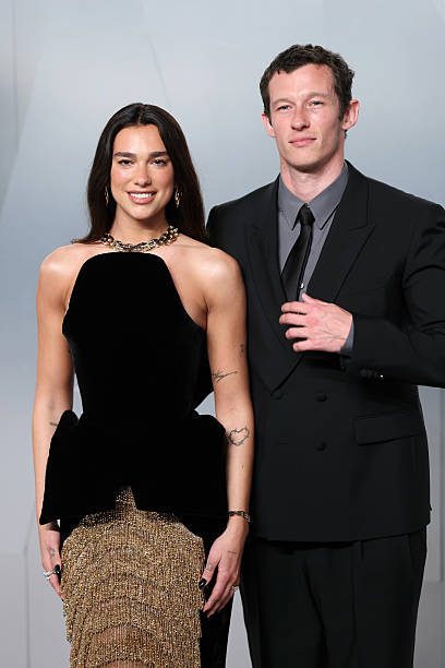 Dua Lipa and Callum Turner attend the 2026 Vanity Fair Oscar Party hosted by Mark Guiducci at Los Angeles County Muse...