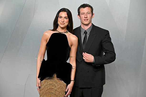 Dua Lipa and Callum Turner attend the 2026 Vanity Fair Oscar Party hosted by Mark Guiducci at Los Angeles County Muse...