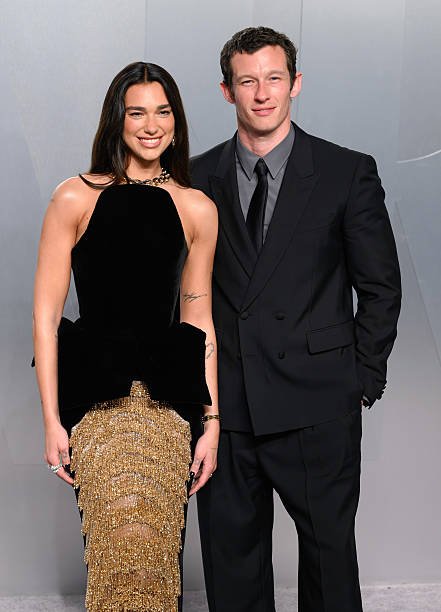 Dua Lipa and Callum Turner attend the 2026 Vanity Fair Oscar Party hosted by Mark Guiducci at Los Angeles County Muse...