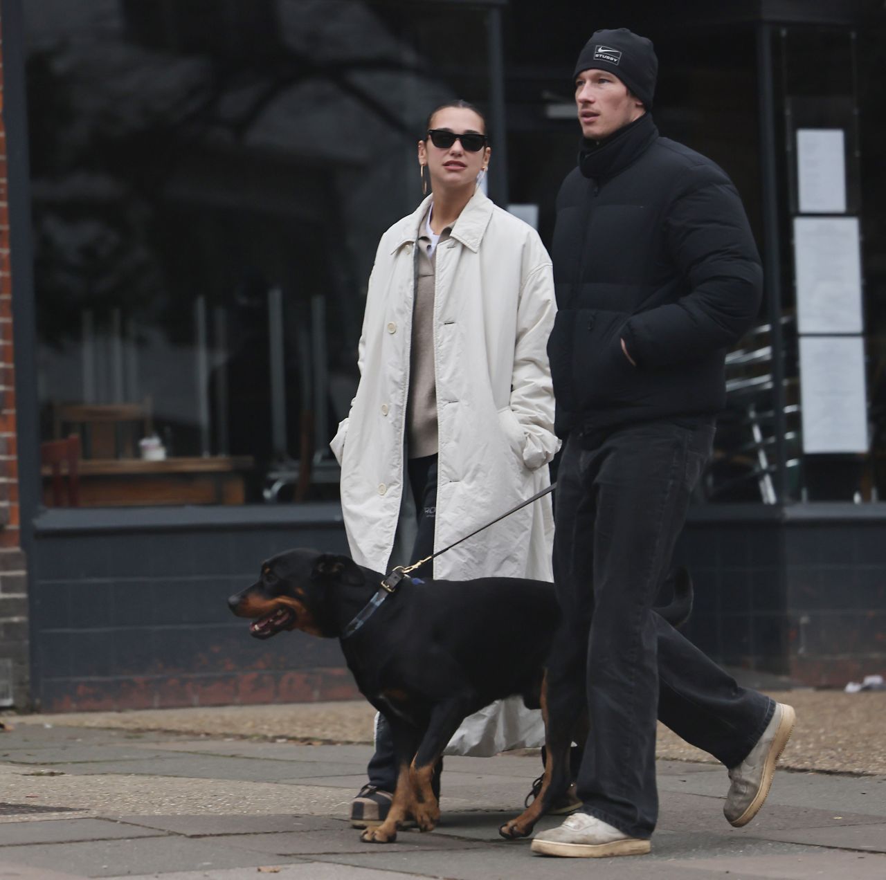 Dua Lipa and Callum Turner on Dog Walk London Janu