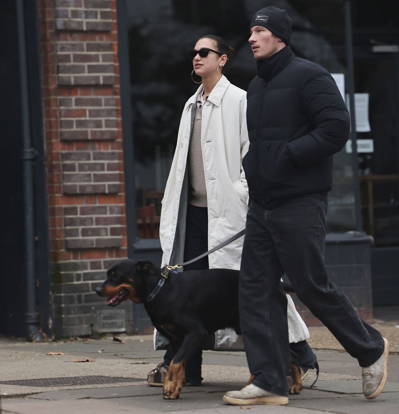 Dua Lipa and Callum Turner on Dog Walk London Janu Afbefa