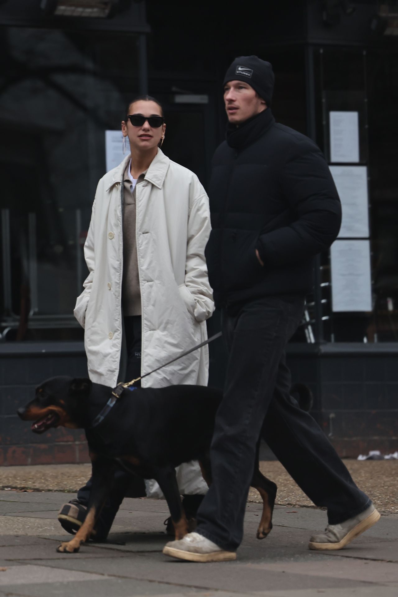 Dua Lipa and Callum Turner on Dog Walk London Janu