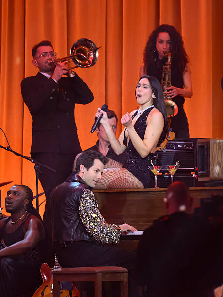 Dua Lipa and Mark Ronson Perform on Stage During