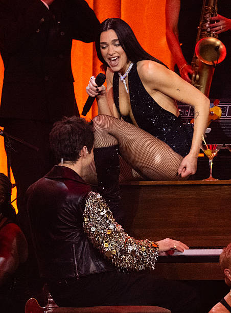 Dua Lipa and Mark Ronson Perform on Stage During