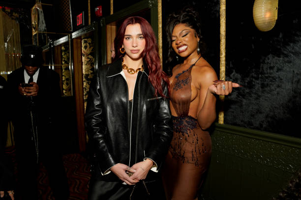Dua Lipa and Megan Thee Stallion attend the GQ Men of the Year Party 2023 at Bar Marmont on November 16, 2023 in Los Angeles, California.