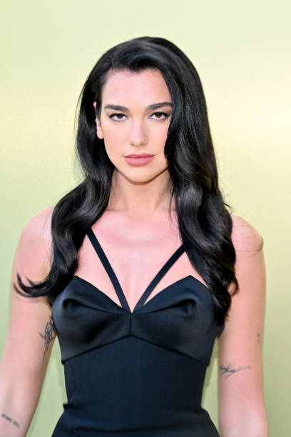 Dua Lipa at the Versace Fall-Winter 2023 Fashion Show held at Pacific Design Center on March 9, 2023 in West Hollywood, California.