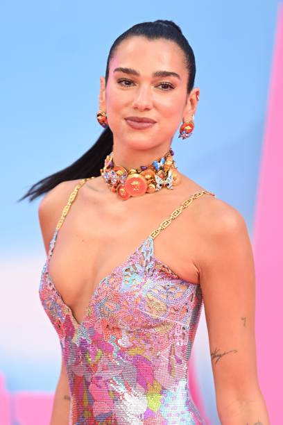 Dua Lipa attends the "Barbie" European Premiere at Cineworld Leicester Square on July 12, 2023 in London, England.