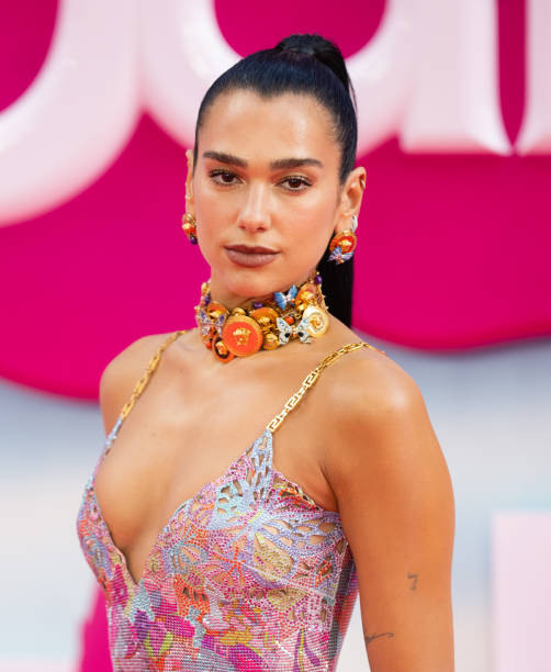 Dua Lipa attends the "Barbie" European Premiere at Cineworld Leicester Square on July 12, 2023 in London, England.