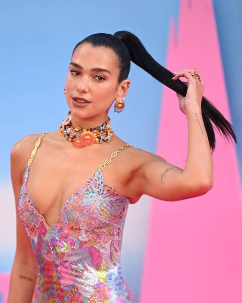 Dua Lipa attends the "Barbie" European Premiere at Cineworld Leicester Square on July 12, 2023 in London, England.