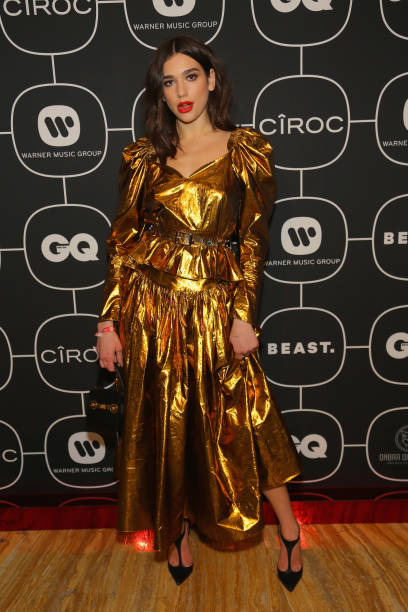 Dua Lipa attends the Brits Awards 2018 After Party hosted by Warner Music Group, Ciroc and British GQ at Freemasons Hall on February 21, 2018 in London, England — frame 2/3 (408×612)