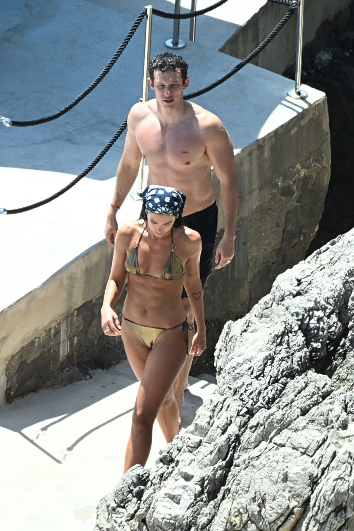 Dua Lipa in Bikini and Callum Turner in Taormina