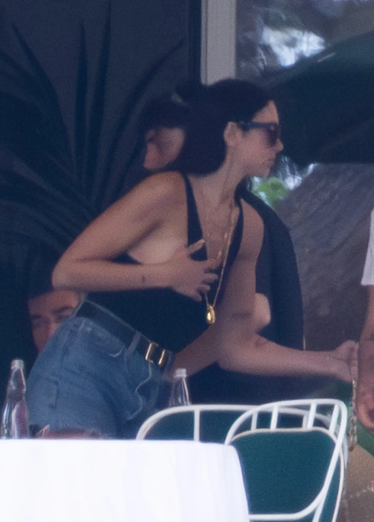 Dua Lipa in Black Bodysuit and Denim for Palermo