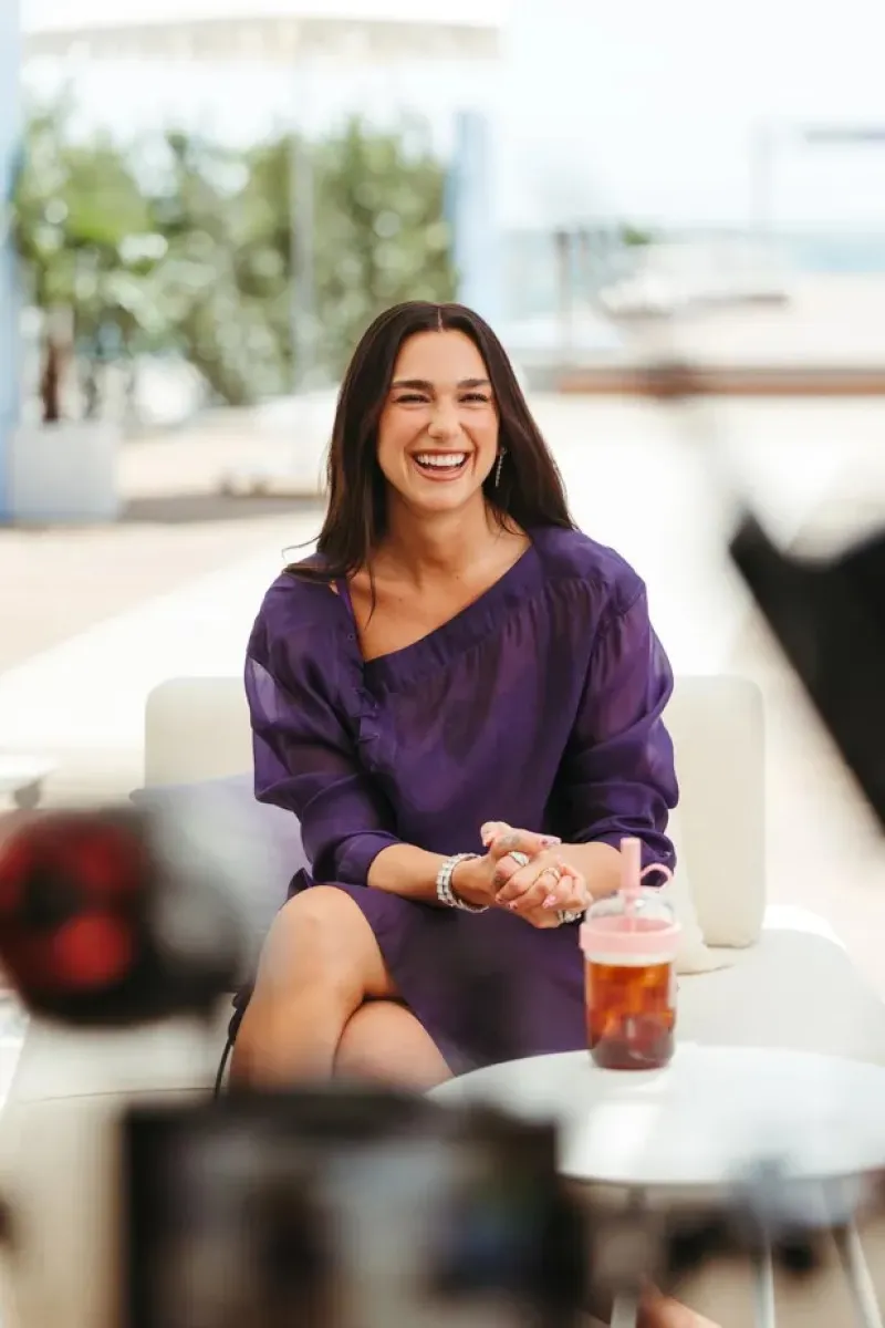 Dua Lipa in Purple for Nespresso Vertuo World May