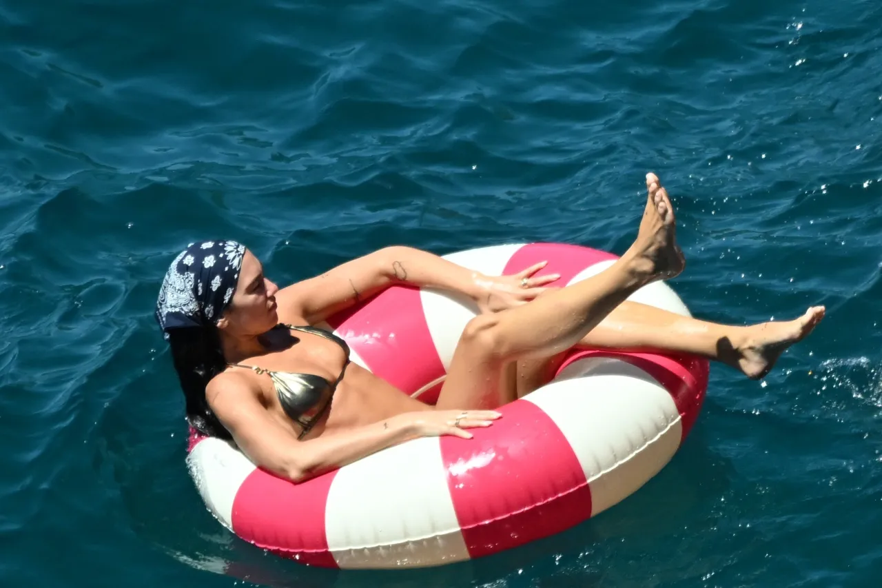 Dua Lipa in Roberto Cavalli Bikini on Amalfi Coast