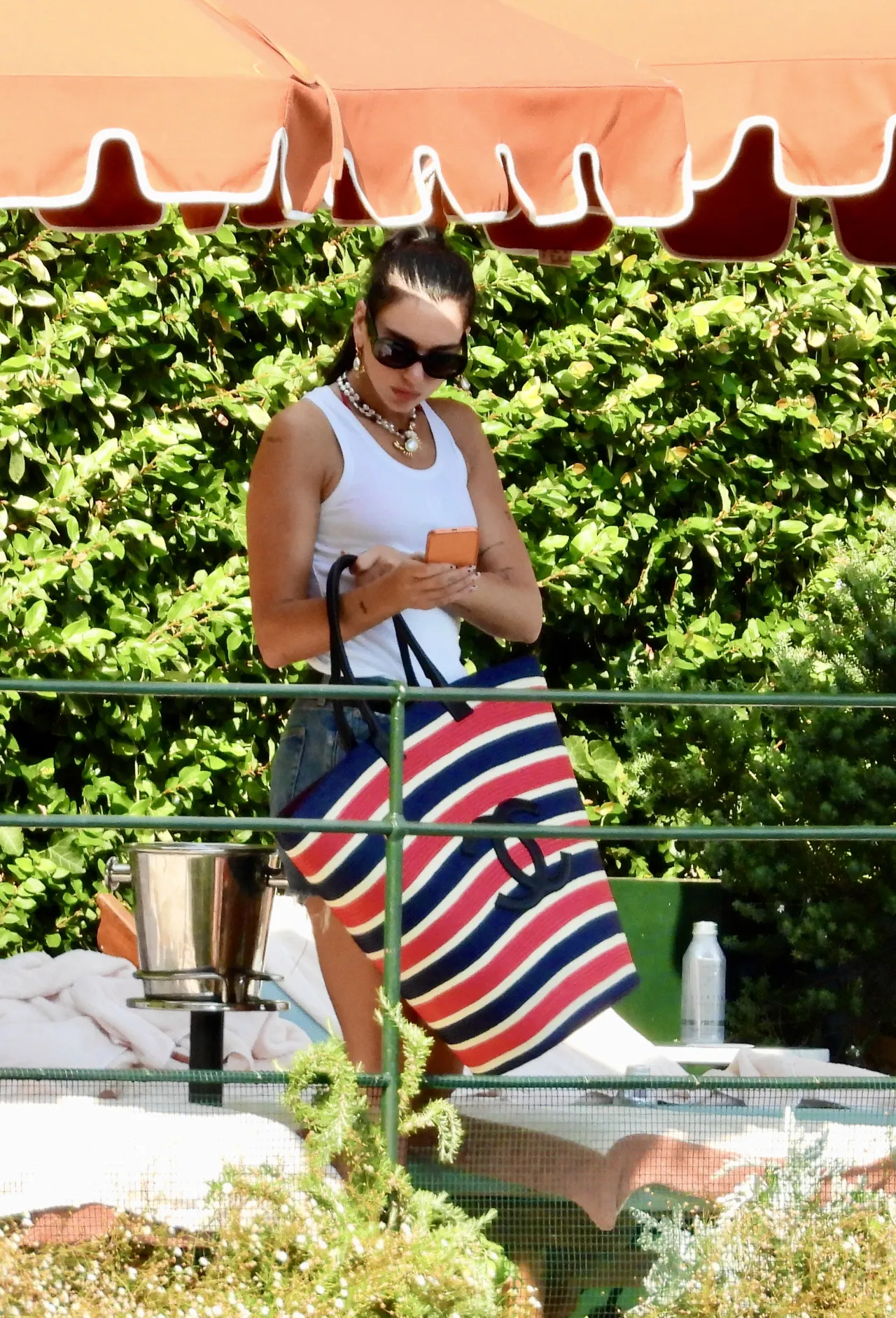 Dua Lipa Red Bikini and Denim Shorts in Portofino