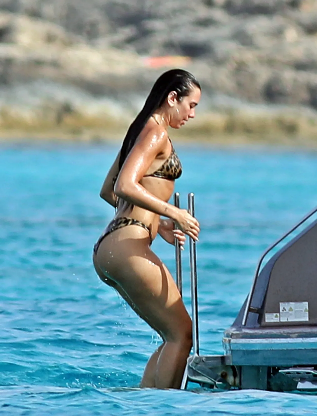 Dua Lipa Wears a Leopard Print Bikini on an Ibiza