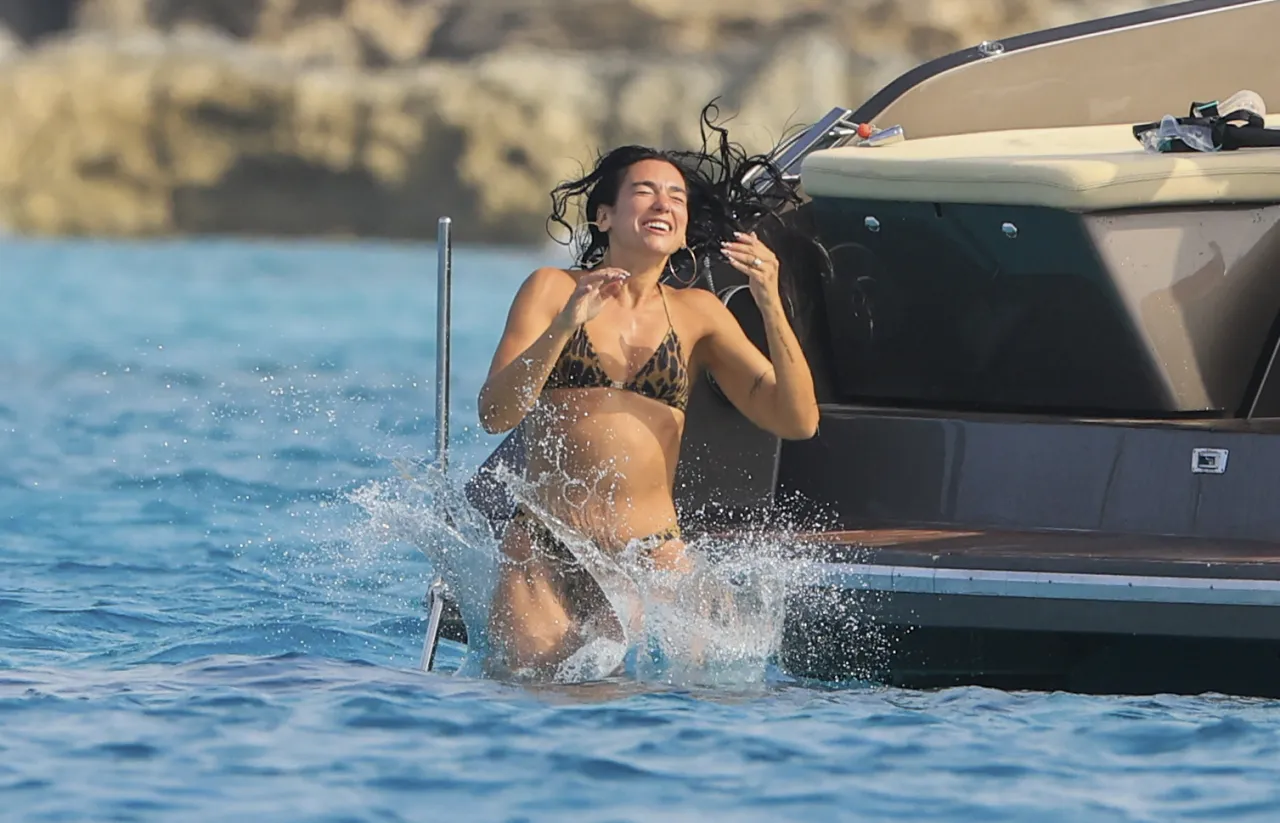 Dua Lipa Wears a Leopard Print Bikini on an Ibiza